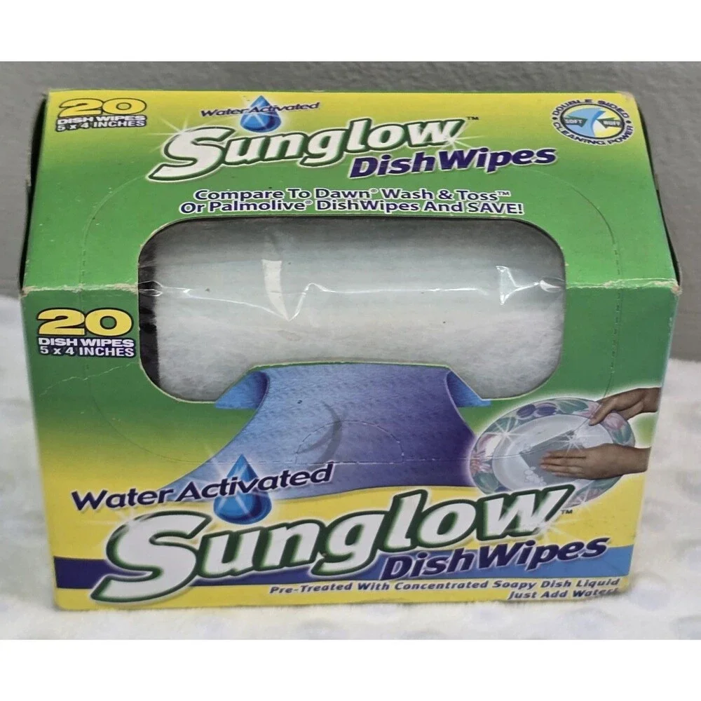 Sunglow Dish Wipes Original Disposable Pretreated Camping Discontinued Soap New